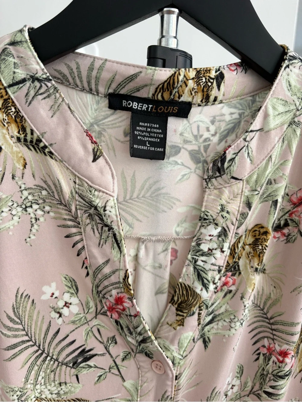 Robert Louis Light Pink Tropical Floral & Tiger Print Midi Dress
